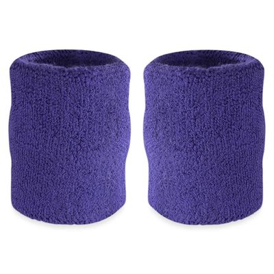 Suddora Arm Sweatbands, Absorbent and Breathable Thick Cotton Bands for Working Out, Gymnastics, Basketball, Tennis, and Football, Multiuse 4-inch Wristbands for Costumes and Cosplay, Purple