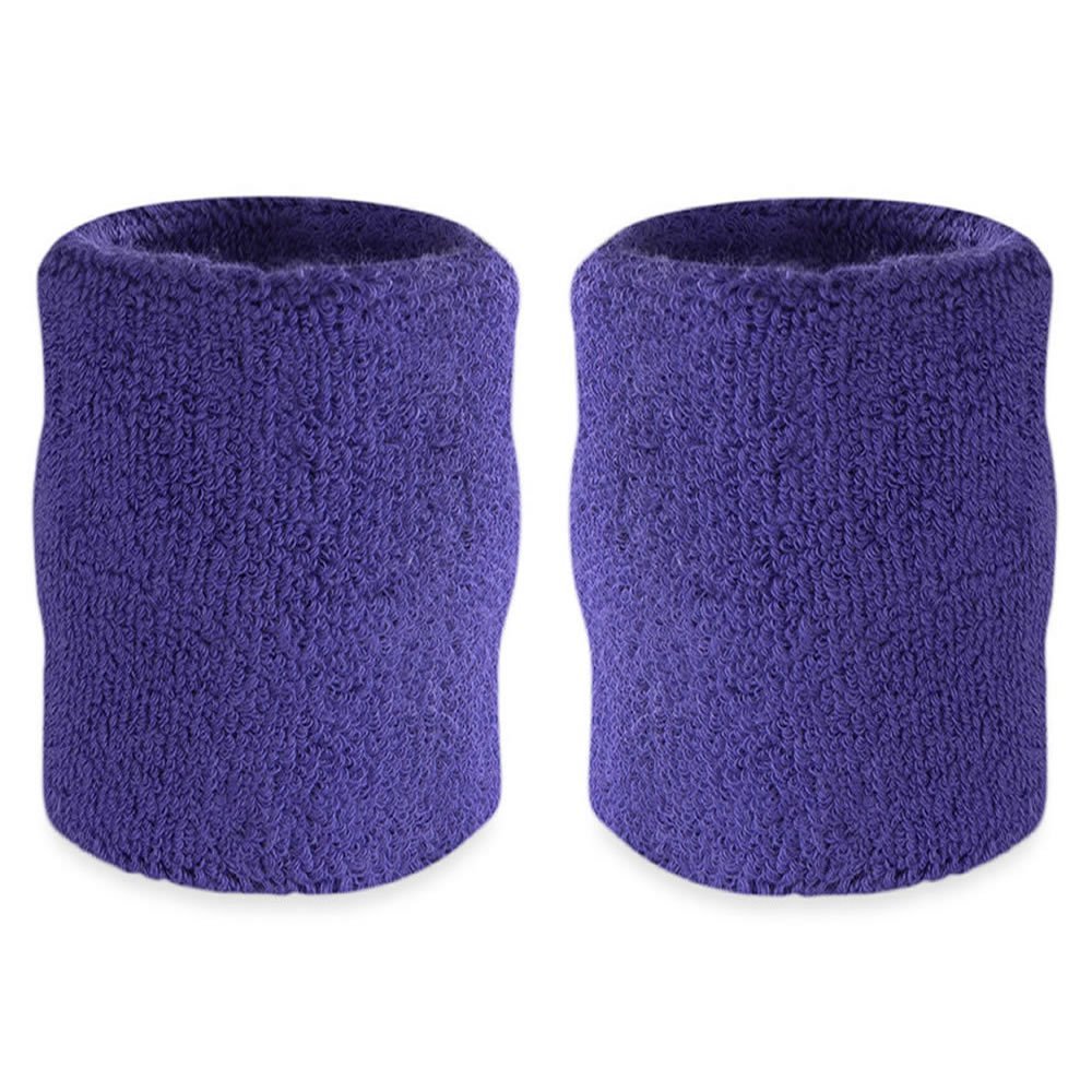 Suddora Arm Sweatbands, Absorbent and Breathable Thick Cotton Bands for Working Out, Gymnastics, Basketball, Tennis, and Football, Multiuse 4-inch Wristbands for Costumes and Cosplay, Purple