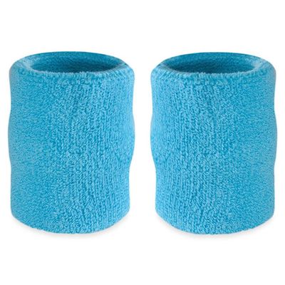 Suddora Arm Sweatbands, Absorbent and Breathable Thick Cotton Bands for Working Out, Gymnastics, Basketball, Tennis, and Football, Multiuse 4-inch Wristbands for Costumes and Cosplay, Neon Blue