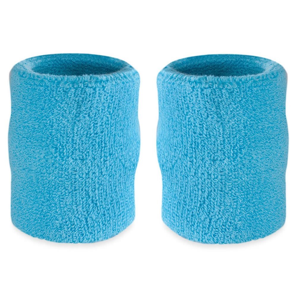 Suddora Arm Sweatbands, Absorbent and Breathable Thick Cotton Bands for Working Out, Gymnastics, Basketball, Tennis, and Football, Multiuse 4-inch Wristbands for Costumes and Cosplay, Neon Blue