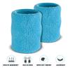 Suddora Arm Sweatbands, Absorbent and Breathable Thick Cotton Bands for Working Out, Gymnastics, Basketball, Tennis, and Football, Multiuse 4-inch Wristbands for Costumes and Cosplay, Neon Blue view 3
