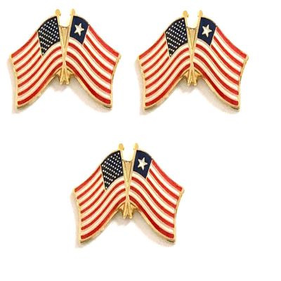 3 Liberia USA Friendship Flag Lapel Pins Pack of 3 Liberian & American Double Flag Pin Badge