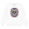 Floral Sugar Skull Day of The Dead Long Sleeve T-Shirt Dia de Muertos Calavera White Small view 1