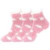 BambooMN Women's Fuzzy Polka Dot Cuff Socks - Magenta - 3 Pairs view 1