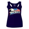 0055. Merica Eagle USA American Flag United States America Women's Tank Top Racerback (Navy Blue, Medium)