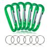 ASR Outdoor 6-Pack Large Aluminum Carabiner Non-Locking Spring Clip Keychain, Green 3.25 inch view 1