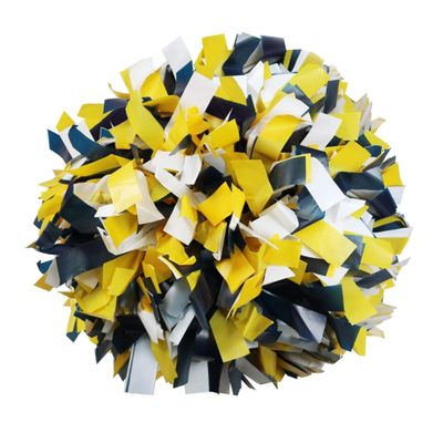 Danzcue 2 Pack 6 Inches Plastic Cheerleading Pom Pom with Baton Handle, Navy-Gold-White