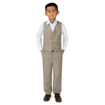 Spring Notion Big Boys' 2-Piece Vest Suit Set Tan 12 Vest and Pants