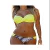 Letuwj Womens Beach Suit Sexy Swim Bandeau Swim Set Color Combined Yellow 1 X-Small view 1
