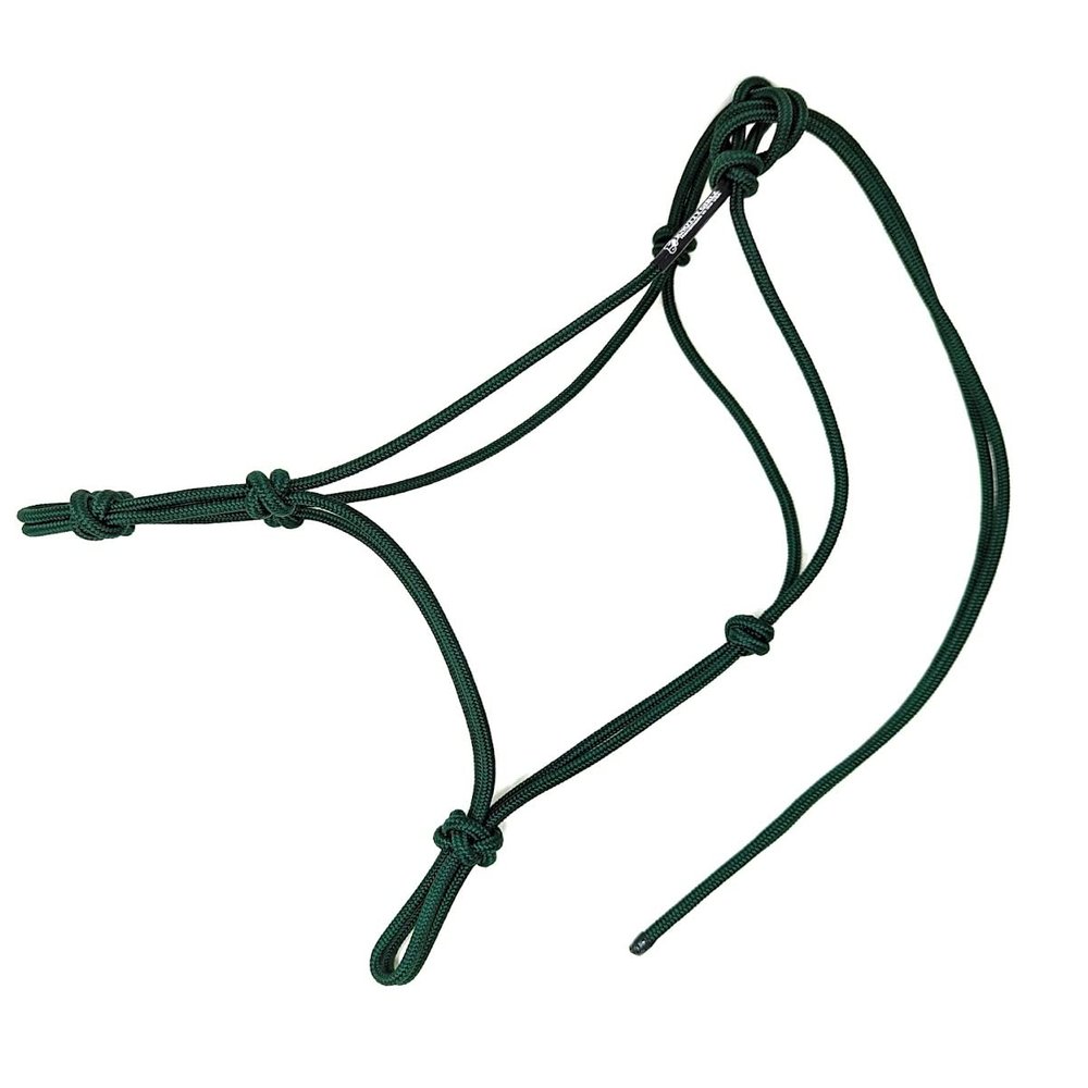 Knotty Girlz Horse Rope Training Halter - 4 Knot 1/4" Stiff Halter Cord - Used by Famous Trainers Multiple Sizes Multiple Colors (Hunter Green, Large)