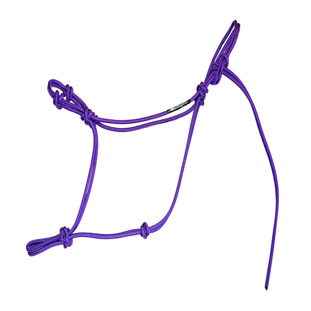 Knotty Girlz Horse Rope Training Halter - 4 Knot 1/4" Stiff Halter Cord - Used by Famous Trainers Multiple Sizes Multiple Colors (Purple, Small)