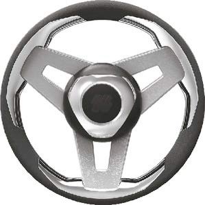 Uflex LOREDAN B/S/CH Loredan Steering Wheel - Black Poly Grip with Silver Aluminum Spokes, 13.8" (350mm)