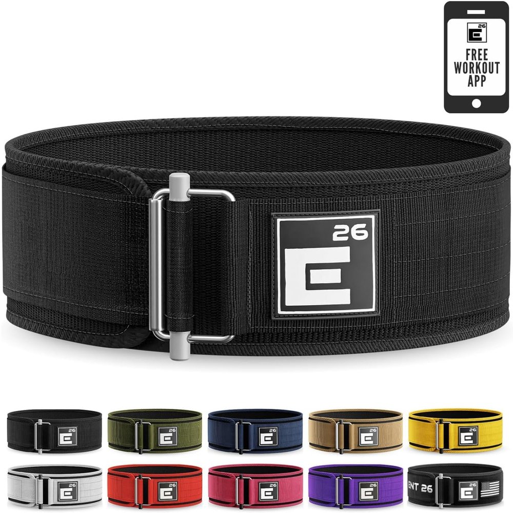 Self-Locking Weight Lifting Belt - Premium Weightlifting Belt for Serious Functional Fitness, Power Lifting, and Olympic Lifting Athletes (26" - 30", Around Navel, Small, Black)