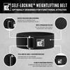 Self-Locking Weight Lifting Belt - Premium Weightlifting Belt for Serious Functional Fitness, Power Lifting, and Olympic Lifting Athletes (26" - 30", Around Navel, Small, Black) view 3