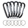 ASR Outdoor 6-Pack Small Aluminum Carabiner Non-Locking Spring Clip Keychain, Black 1.5 inch view 1