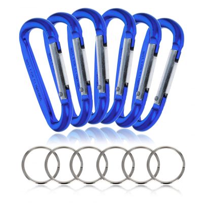 ASR Outdoor 6-Pack Small Aluminum Carabiner Non-Locking Spring Clip Keychain, Dark Blue 1.5 inch
