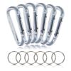 ASR Outdoor 6-Pack Medium Aluminum Carabiner Non-Locking Spring Clip Keychain, Silver 2.75 inch