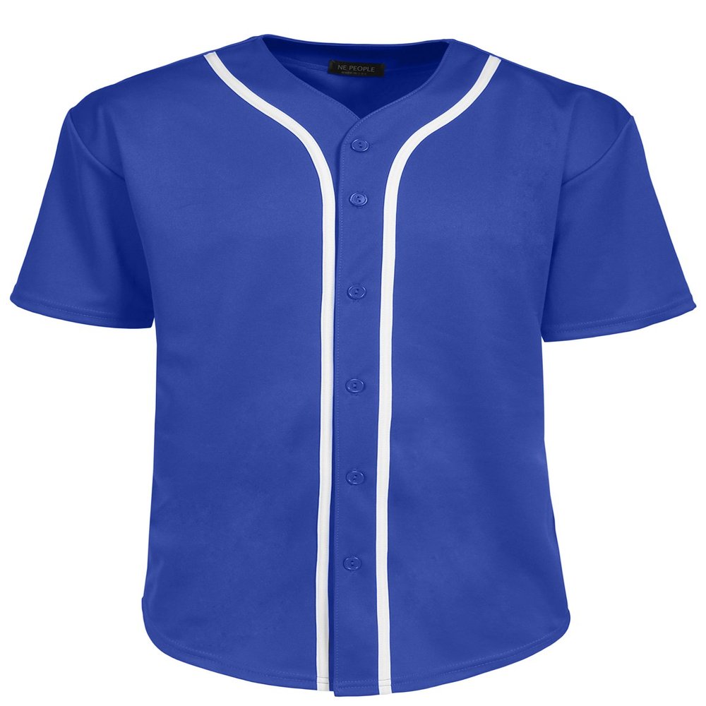 NE PEOPLE Men's Hip Hop Baseball Short Sleeve Full Button Hipster Top