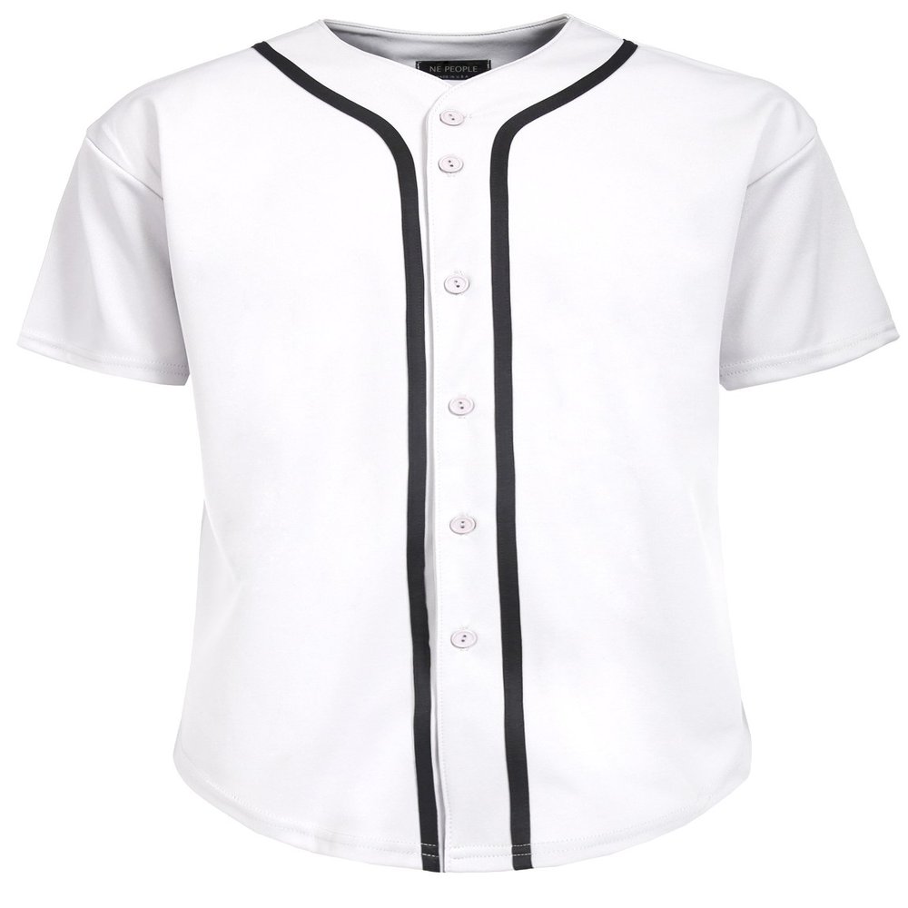NE PEOPLE Men's Hip Hop Baseball Short Sleeve Full Button Hipster Top