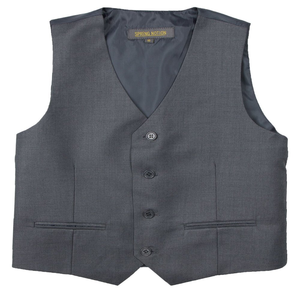 Spring Notion Big Boys' Four Buttons Suit Vest Waistcoat 06 Charcoal
