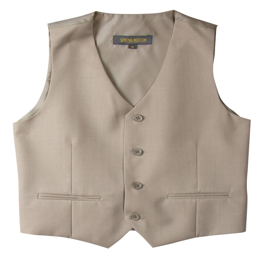 Spring Notion Big Boys' Four Buttons Suit Vest Waistcoat 05 Tan