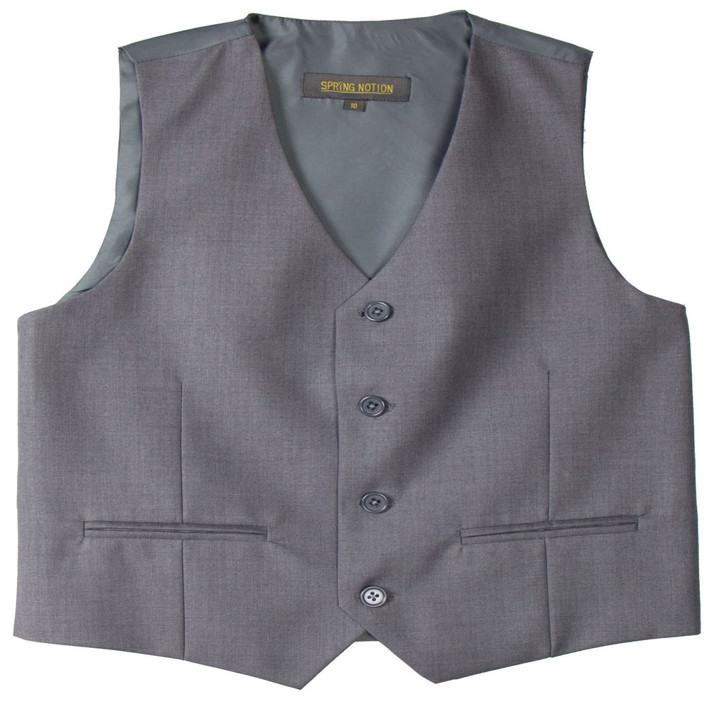 Spring Notion Big Boys' Four Buttons Suit Vest Waistcoat 12 Grey