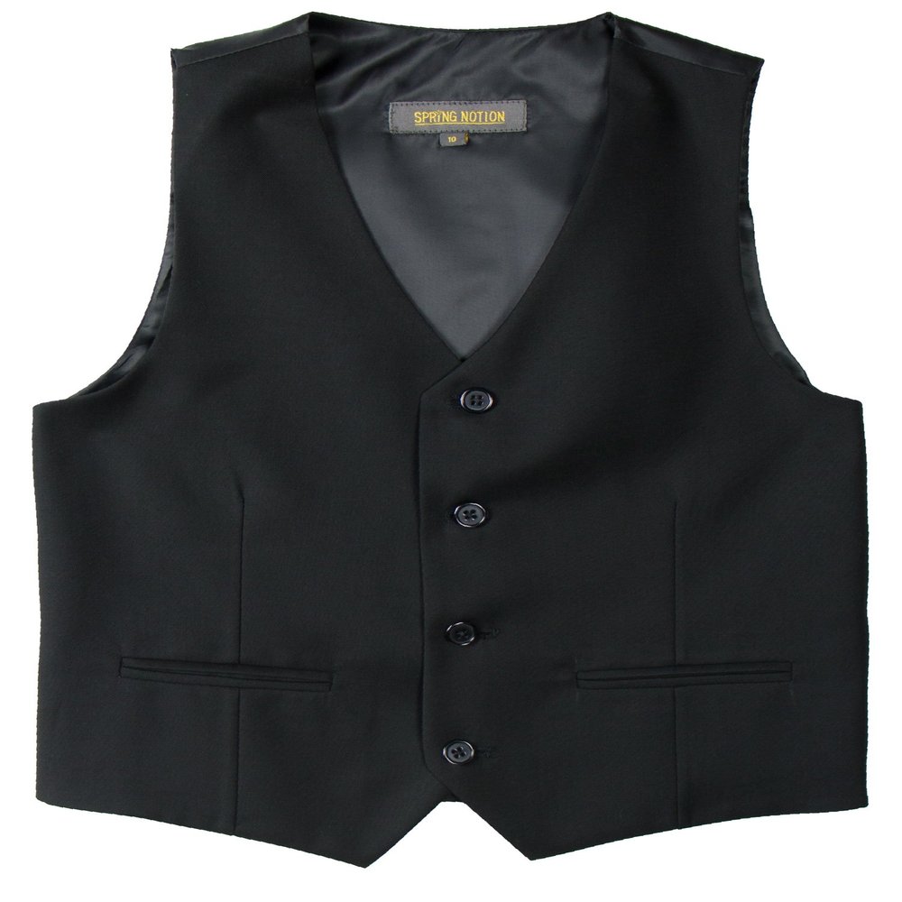 Spring Notion Big Boys' Four Buttons Suit Vest Waistcoat 10 Black