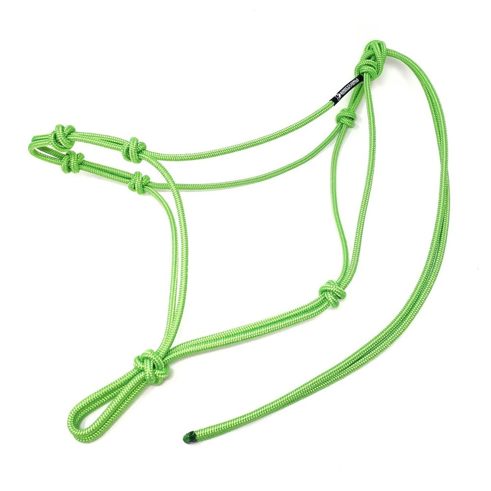 Knotty Girlz Horse Rope Training Halter - 4 Knot 1/4" Stiff Halter Cord - Used by Famous Trainers Multiple Sizes Multiple Colors (Neon Green, Mini)