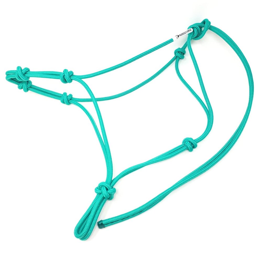 Knotty Girlz Horse Rope Training Halter - 4 Knot 1/4" Stiff Halter Cord - Used by Famous Trainers Multiple Sizes Multiple Colors(Turquoise, Mini)