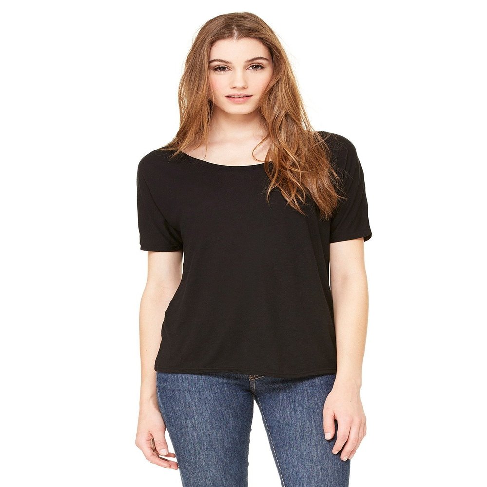 Bella + Canvas Ladies Slouchy T-Shirt - BLK SPECKLED - S - (Style # 8816 - Original Label)