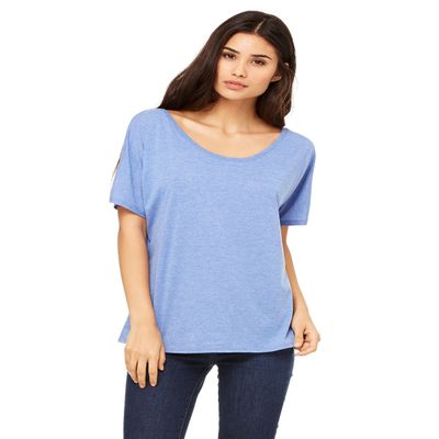 Bella + Canvas Ladies Slouchy T-Shirt - BLUE TRIBLEND - S - (Style # 8816 - Original Label)