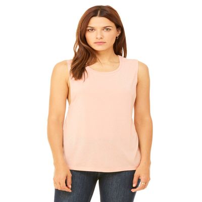 Bella + Canvas Ladies Flowy Scoop Muscle Tank - Peach - L - (Style # B8803 - Original Label)
