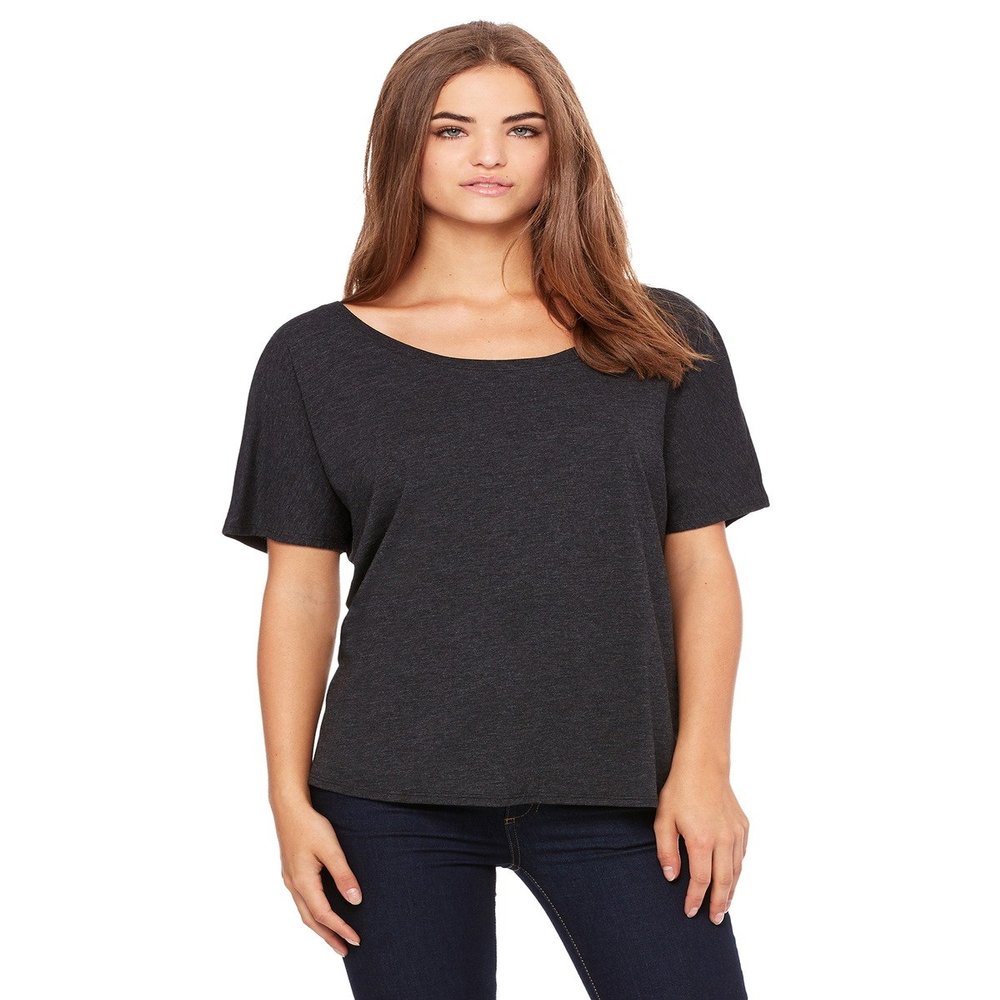 Bella + Canvas Ladies Slouchy T-Shirt - CHARCOAL/ BL TRB - S - (Style # 8816 - Original Label)