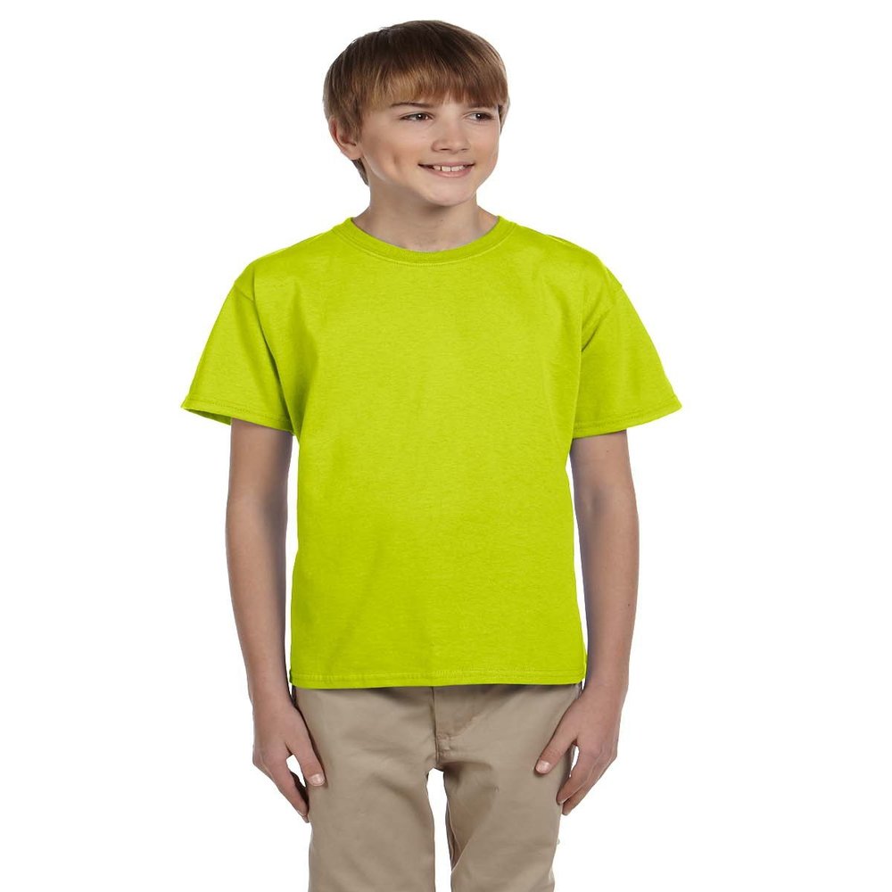 Gildan Youth Ultra Cotton 6 Oz T-Shirt - Safety Green - XS - (Style # G200B - Original Label)