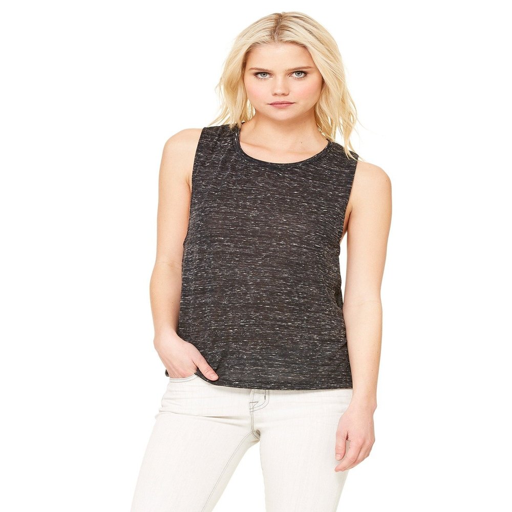 Bella + Canvas Ladies Flowy Scoop Muscle Tank - Black Marble - M - (Style # B8803 - Original Label)