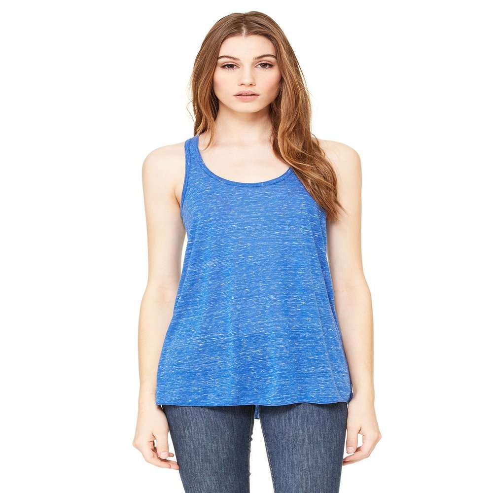 Bella + Canvas Ladies Flowy Racerback Tank - TRUE ROYAL MARB - XS - (Style # B8800 - Original Label)