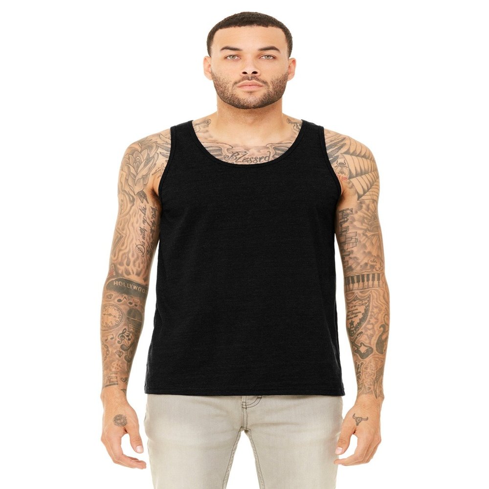 Bella + Canvas Unisex Jersey Tank - Black Heather - M - (Style # 3480 - Original Label)