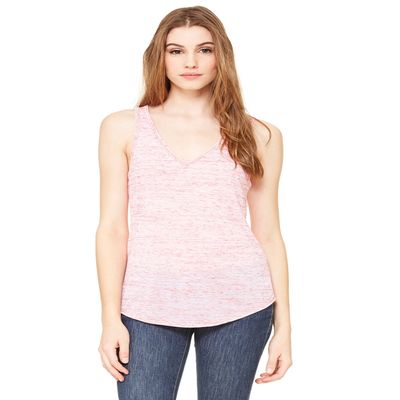 Bella + Canvas Ladies Flowy V-Neck Tank - RED MARBLE - M - (Style # B8805 - Original Label)