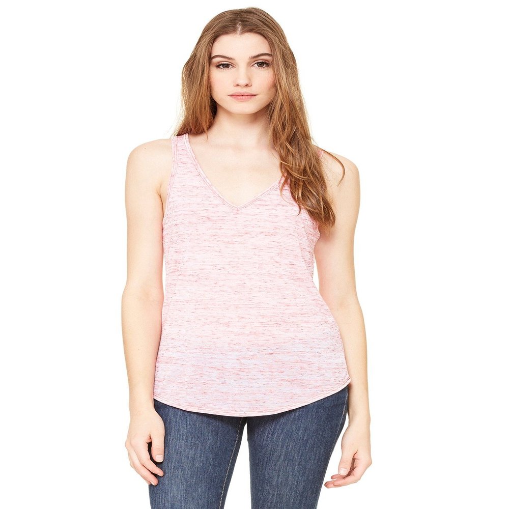 Bella + Canvas Ladies Flowy V-Neck Tank - RED MARBLE - M - (Style # B8805 - Original Label)