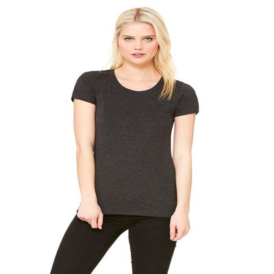 Bella + Canvas Ladies Triblend Short-Sleeve T-Shirt - CHAR-BLACK TRIB - L - (Style # B8413 - Original Label)