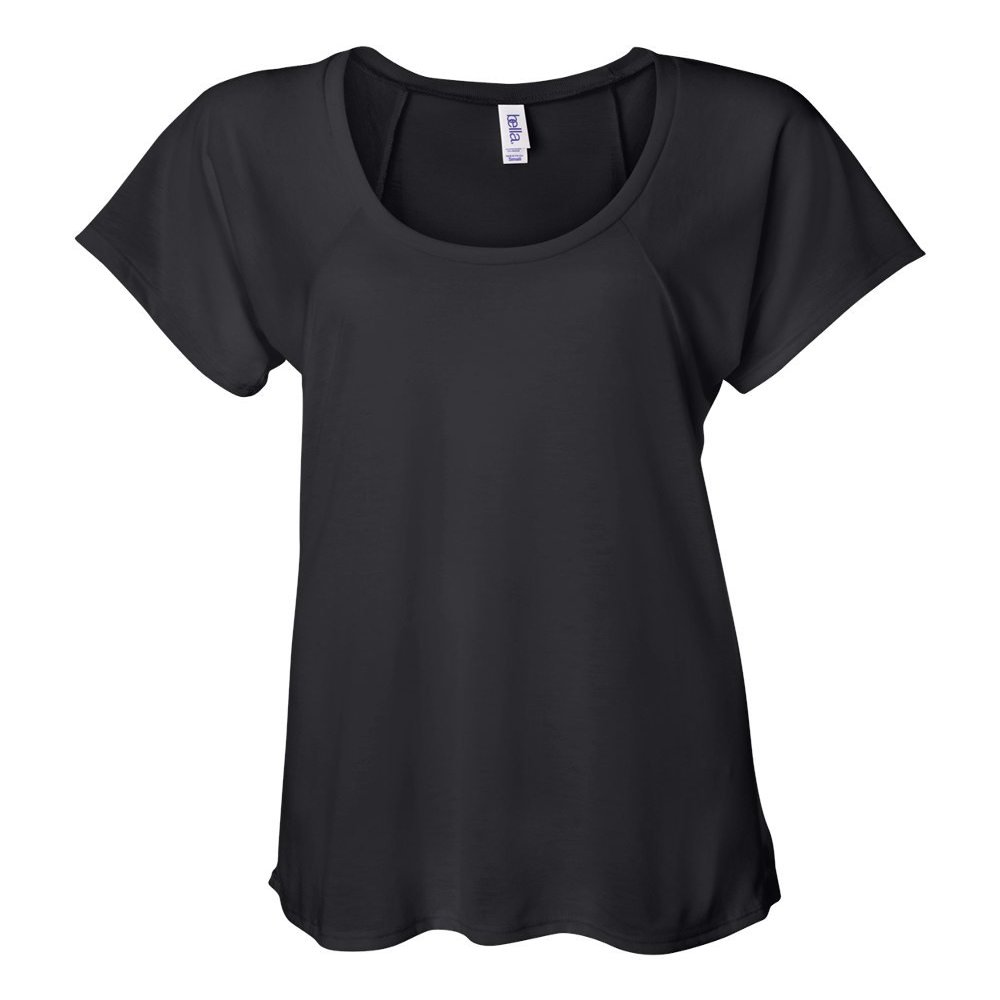 By Bella + Canvas Ladies Flowy Raglan T-Shirt - Black - M - (Style # B8801 - Original Label)