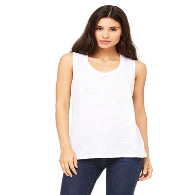 Bella + Canvas Ladies Flowy Scoop Muscle Tank - White SLUB - XL - (Style # B8803 - Original Label)
