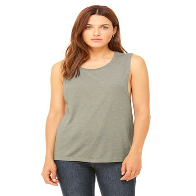 Bella + Canvas Ladies Flowy Scoop Muscle Tank - Heather Stone - M - (Style # B8803 - Original Label)