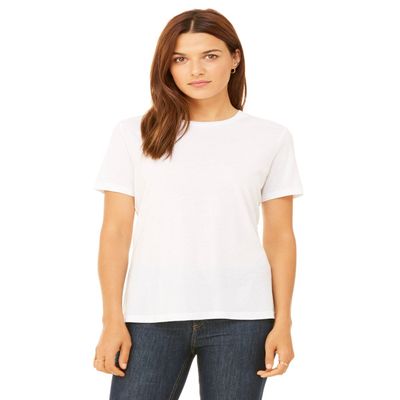 Bella + Canvas Ladies Relaxed Jersey Short-Sleeve T-Shirt - Solid WHT Trblnd - M - (Style # B6400 - Original Label)