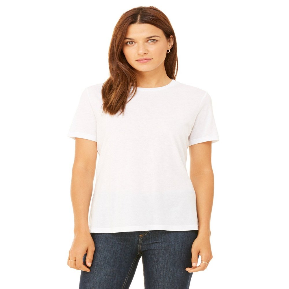 Bella + Canvas Ladies Relaxed Jersey Short-Sleeve T-Shirt - Solid WHT Trblnd - M - (Style # B6400 - Original Label)