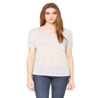 Bella + Canvas Ladies Slouchy T-Shirt - WHITE MARBLE - S - (Style # 8816 - Original Label)