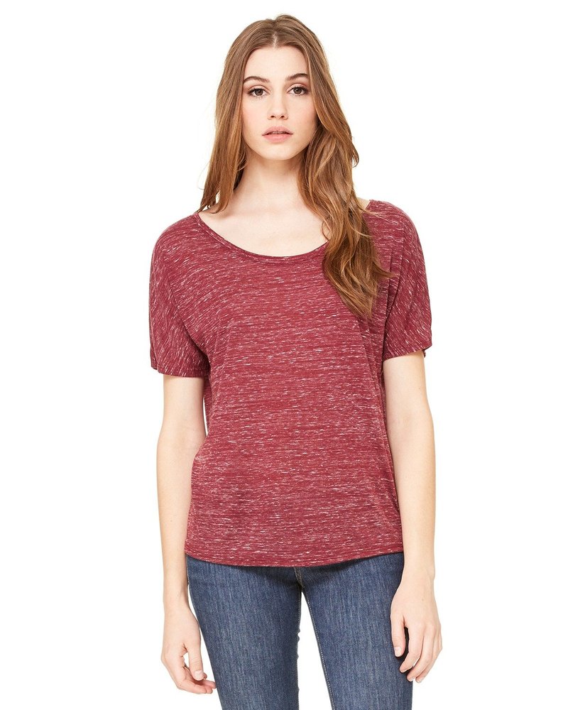 Bella + Canvas Ladies Slouchy T-Shirt - MAROON MARBLE - S - (Style # 8816 - Original Label)
