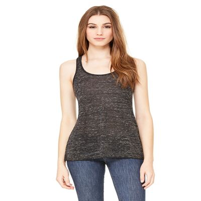 Bella + Canvas Ladies Flowy Racerback Tank - Black Marble - XS - (Style # B8800 - Original Label)