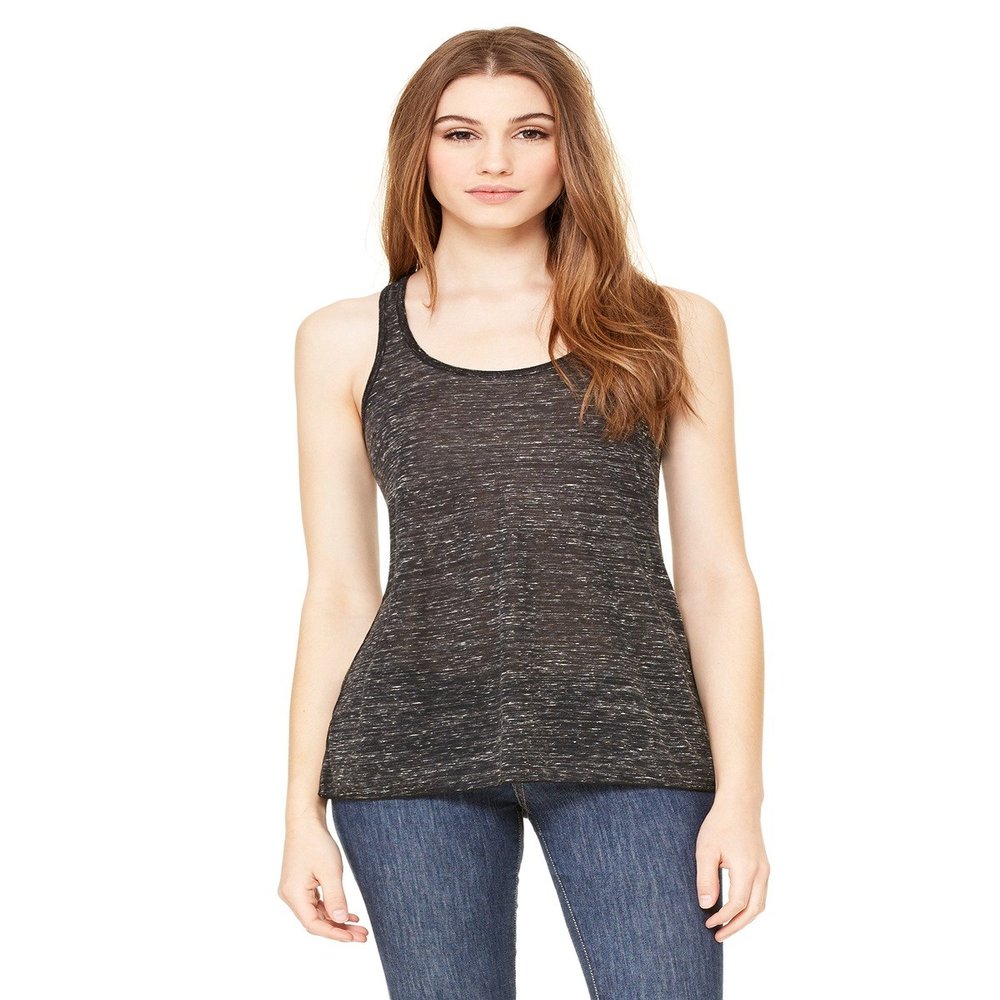 Bella + Canvas Ladies Flowy Racerback Tank - Black Marble - XS - (Style # B8800 - Original Label)