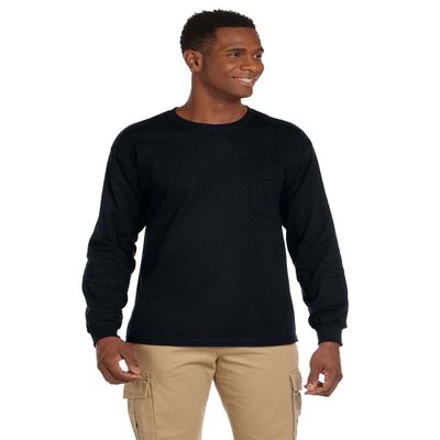By Gildan Adult Ultra Cotton 6 Oz Long-Sleeve Pocket T-Shirt - Black - XL - (Style # G241 - Original Label)